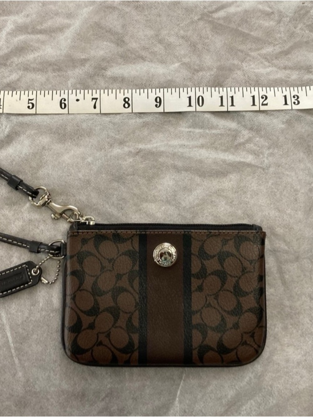 Coach Brown Leather Wristlet All Over Print